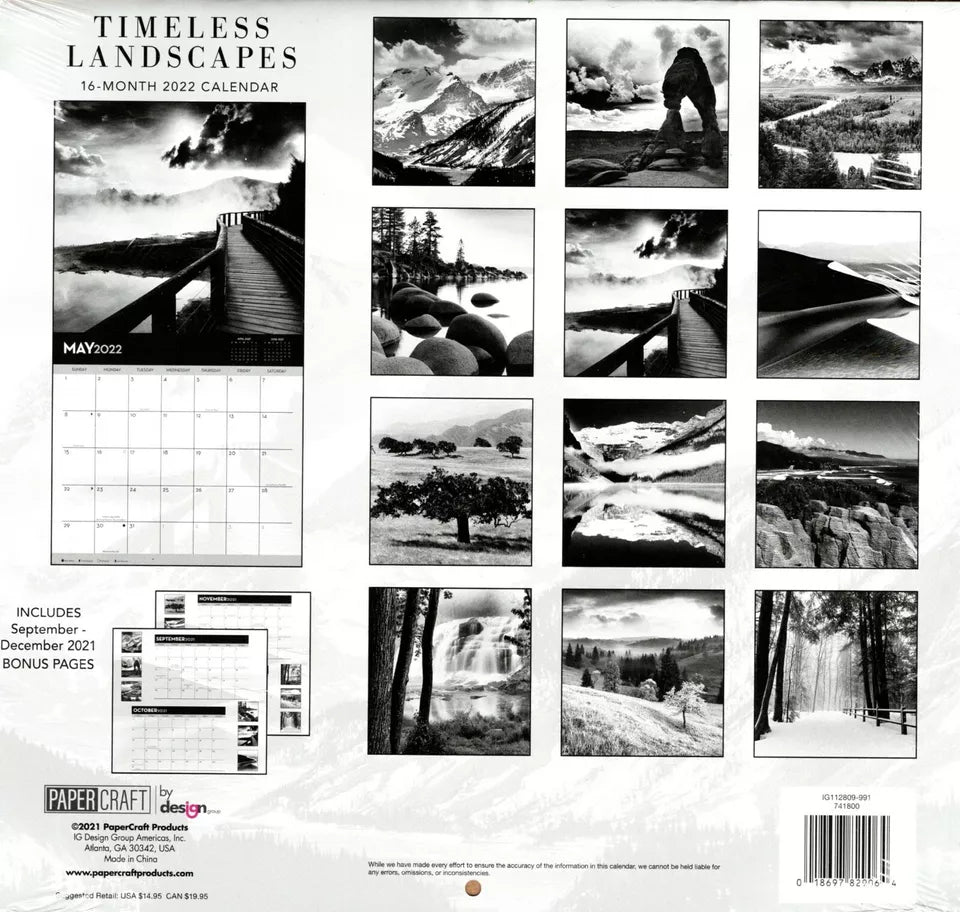 2022 16 Month Wall Calendar - Timeless Landscapes