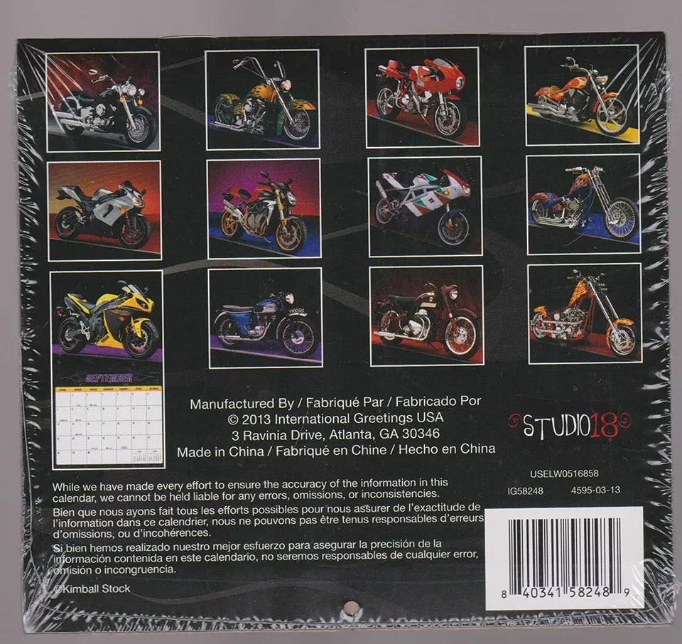 Hot Bikes 16 Month 2014 Mini Wall Calendar