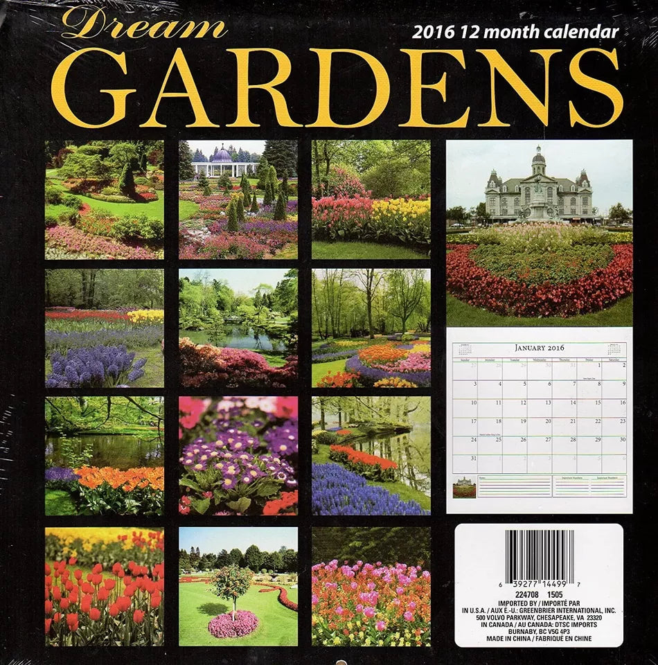 Dream Gardens - 2016-12 Month Wall Calendar