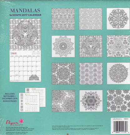 Animals - Adult Coloring Calendar - 16 Month Wall Calendars 2017