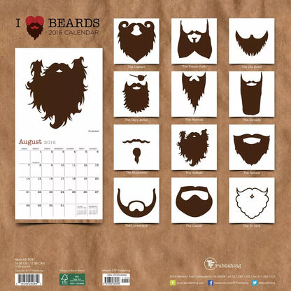 2016 I HEART BEARDS Wall Calendar