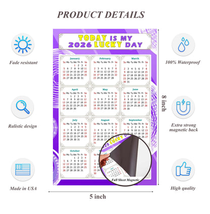 2027 Magnetic Calendar - Calendar Magnets - Today is my Lucky Day - (Fade, Tear, and Water Resistant) - Themed 01