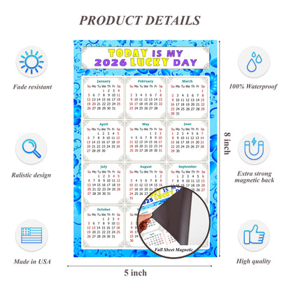 2026 Magnetic Calendar - Calendar Magnets - Today is my Lucky Day - (Fade, Tear, and Water Resistant) - Themed 041