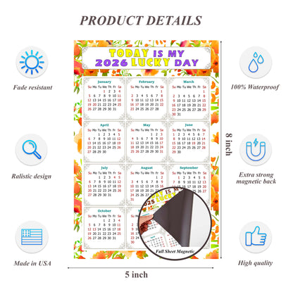 2026 Magnetic Calendar - Calendar Magnets - Today is my Lucky Day - (Fade, Tear, and Water Resistant) - Themed 021