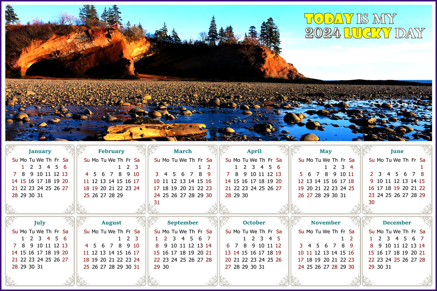 2024 Magnetic Calendar - Calendar Magnets - Today is My Lucky Day (Shepholdy Bay)