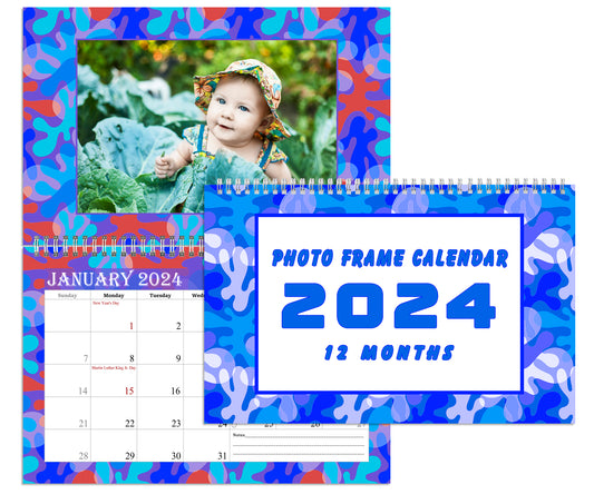 2024 Photo Frame Wall Spiral-bound Calendar (Add Your Own Photos) - 12 Months Desktop/Wall Calendar/Planner - (Edition #03)