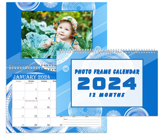 2024 Photo Frame Wall Spiral-bound Calendar (Add Your Own Photos) - 12 Months Desktop/Wall Calendar/Planner - (Edition #02).