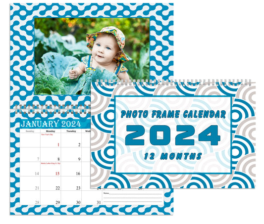 2024 Photo Frame Wall Spiral-bound Calendar (Add Your Own Photos) - 12 Months Desktop/Wall Calendar/Planner - (Edition #04)
