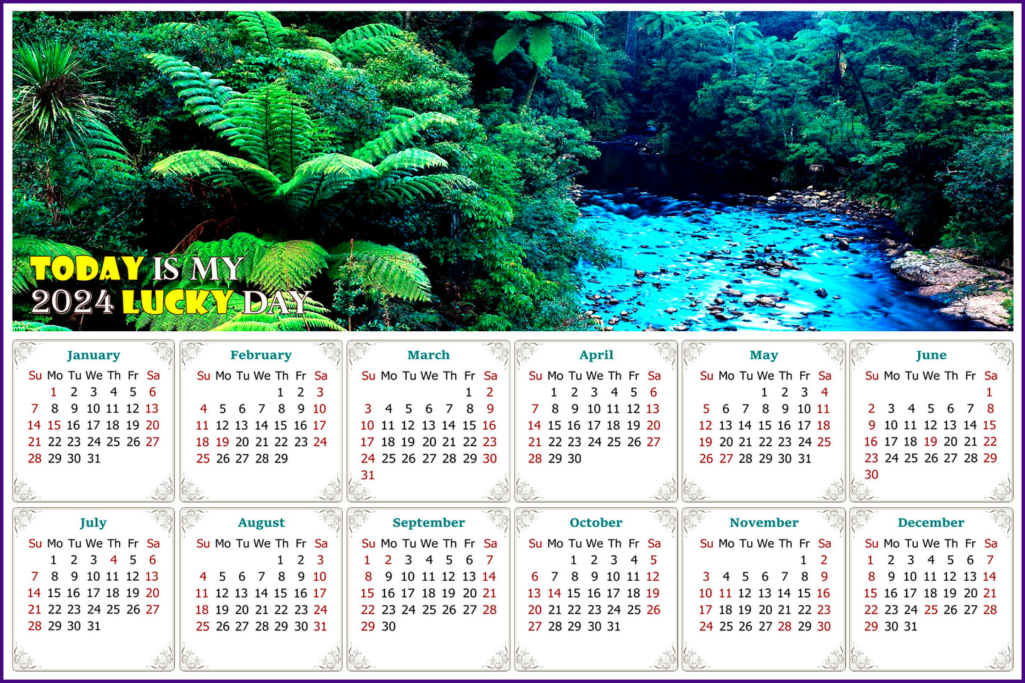2024 Magnetic Calendar - Calendar Magnets - Today is My Lucky Day (Waipoua Kauri Reserve)