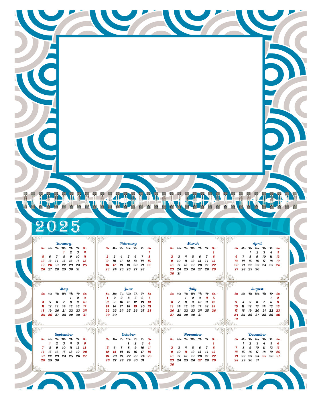 2024 Photo Frame Wall Spiral-bound Calendar (Add Your Own Photos) - 12 Months Desktop/Wall Calendar/Planner - (Edition #04)