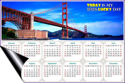 2024 Magnetic Calendar - Calendar Magnets - Today is My Lucky Day - Golden Gate Bridge