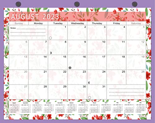 2023-2024 Academic Year 12 Months Student Calendar/Planner in Protective Sleeve for 3-Ring Binder, Desk or Wall -v020 (Flower)
