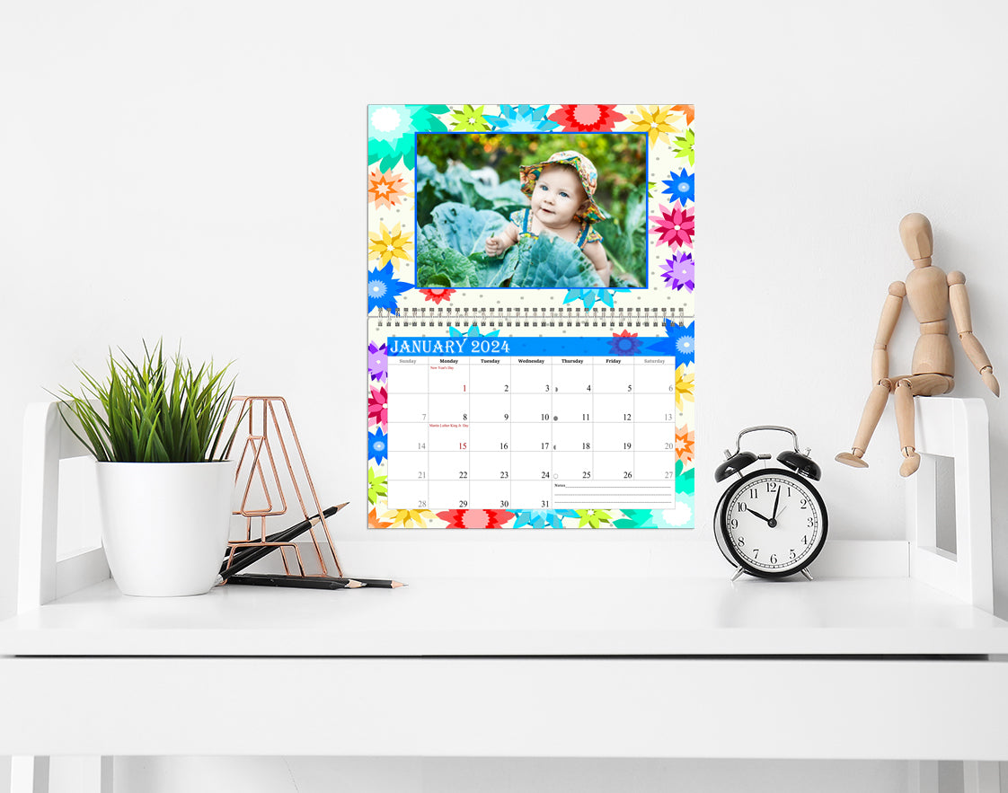 2024 Photo Frame Wall Spiral-Bound Calendar (Add Your Own Photos) - 12 Months Desktop/Wall Calendar/Planner - (Edition #01)