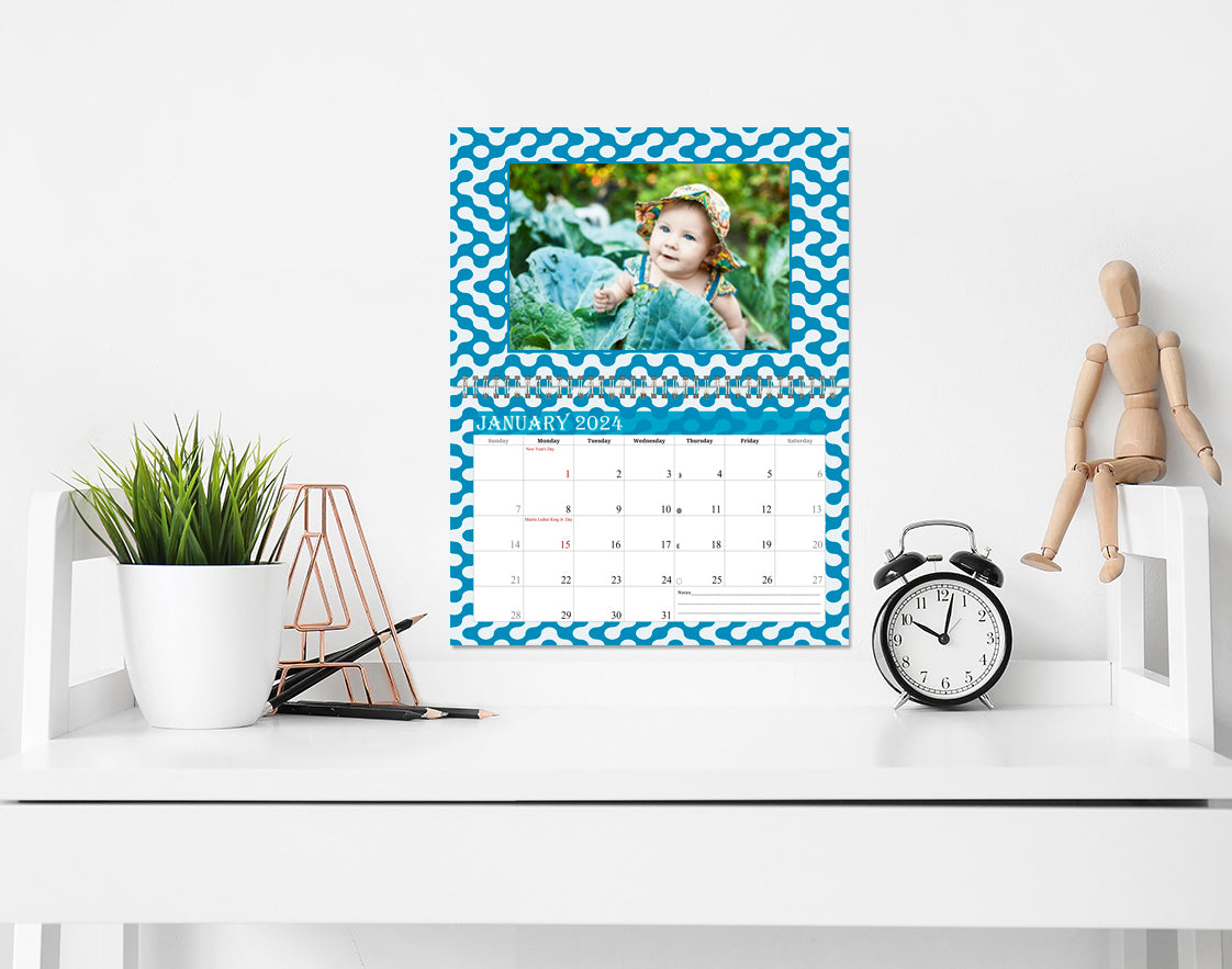 2024 Photo Frame Wall Spiral-bound Calendar (Add Your Own Photos) - 12 Months Desktop/Wall Calendar/Planner - (Edition #04)