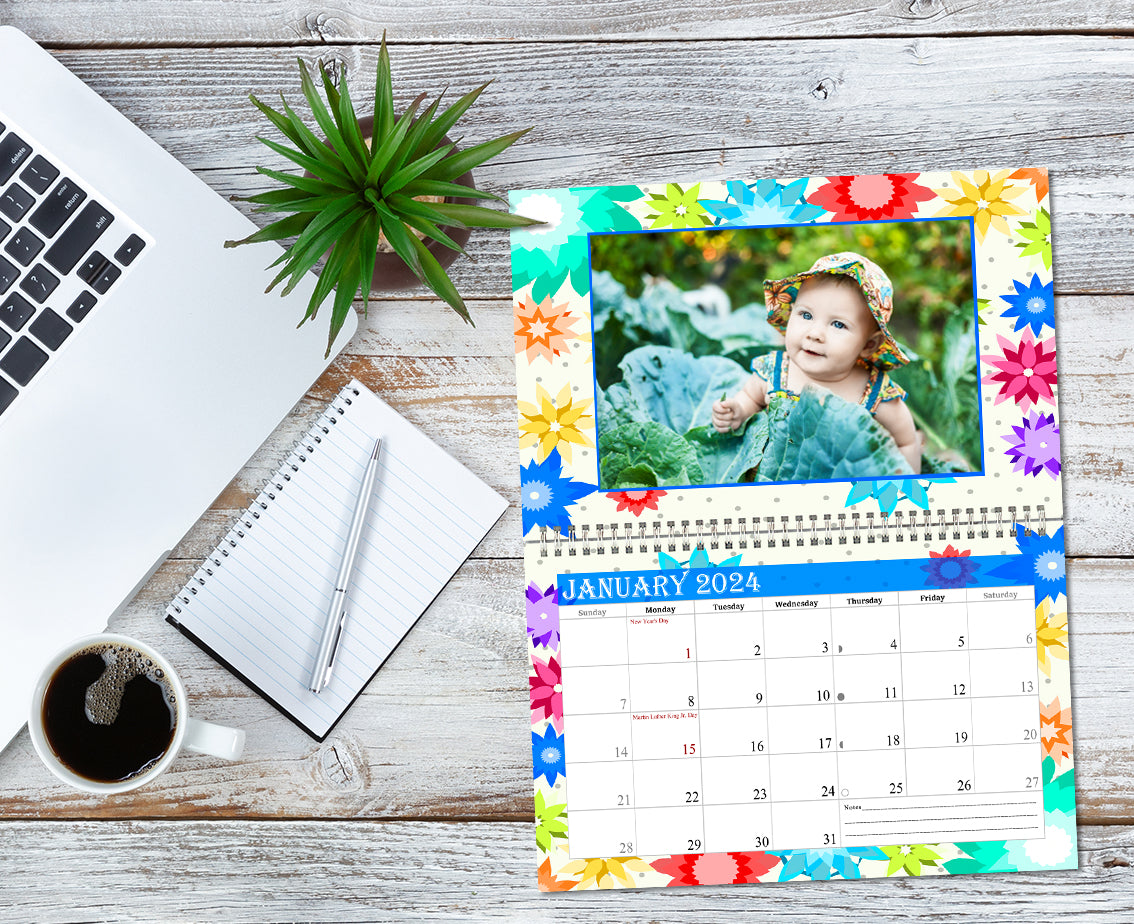 2024 Photo Frame Wall Spiral-Bound Calendar (Add Your Own Photos) - 12 Months Desktop/Wall Calendar/Planner - (Edition #01)